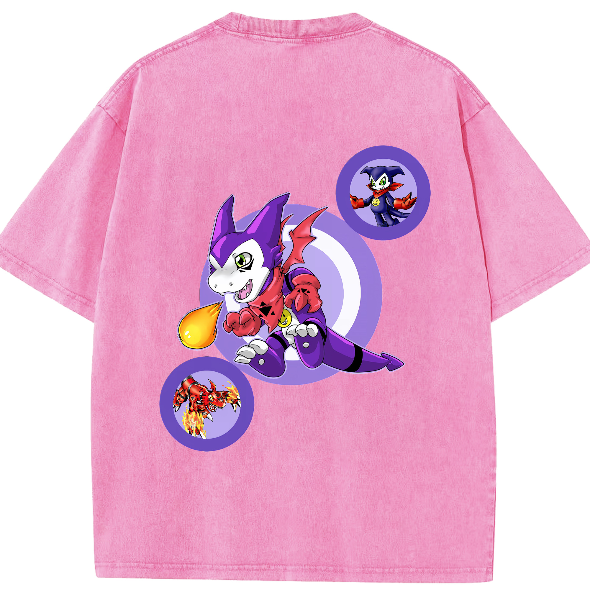 （画像用） Digimon デジタルモンスター/デジモン 綿100% ヴィンテージ風 半袖Tシャツ（背面プリント）
